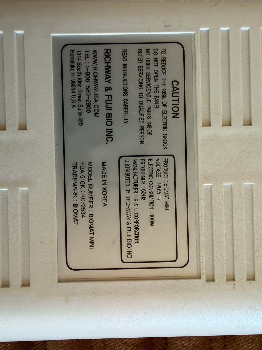 Richway Mini BioMat® 7000 MX 32"x19" plus Cover & Controller - Picture 8 of 9